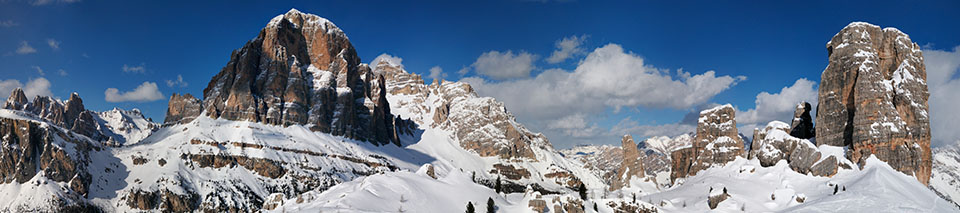 panoramic view of snowy mountains in Cortina d'Ampezzo