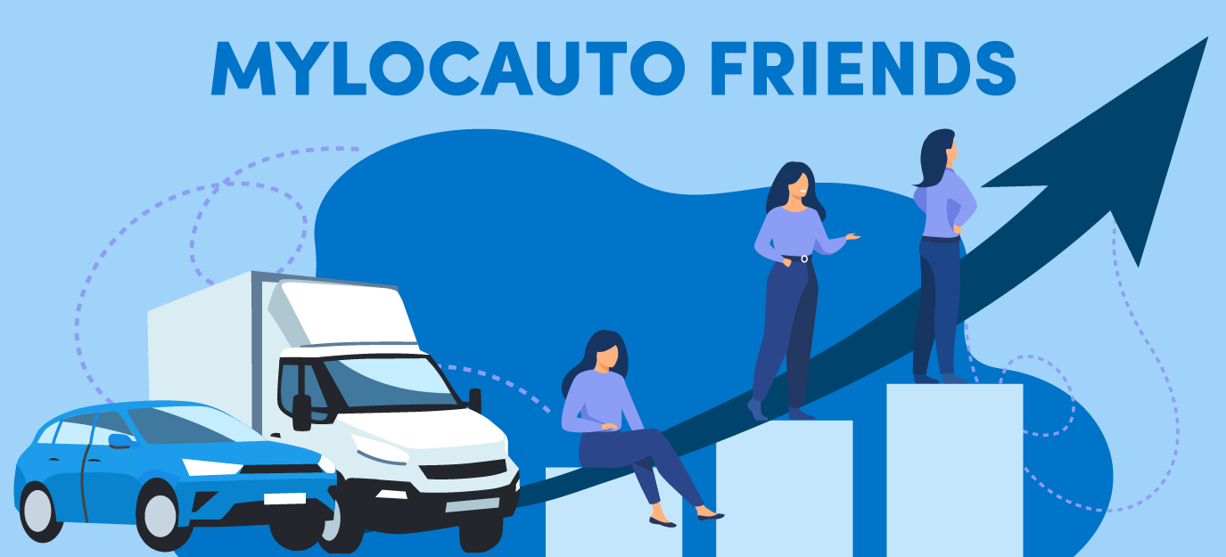 Grafico a gradini che illustra i tre livelli del programma loyalty MyLocauto Friends di Locauto: Beginner, Enthusiast ed Expert, con icone di sconti, franchigie azzerate e vantaggi crescenti man mano che si sale di livello